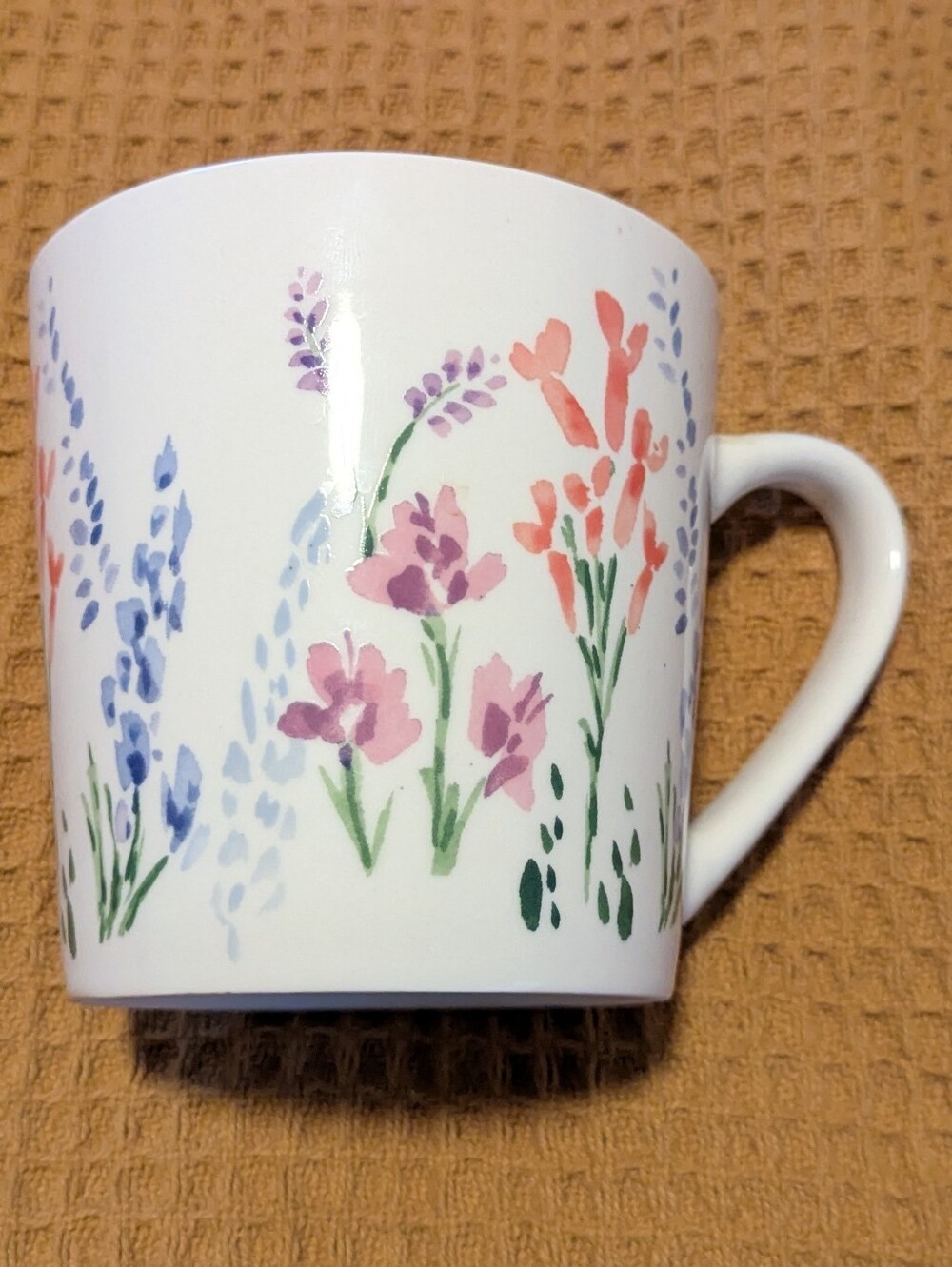 White Floral Ceramic Mug with Pastel Wildflower Design